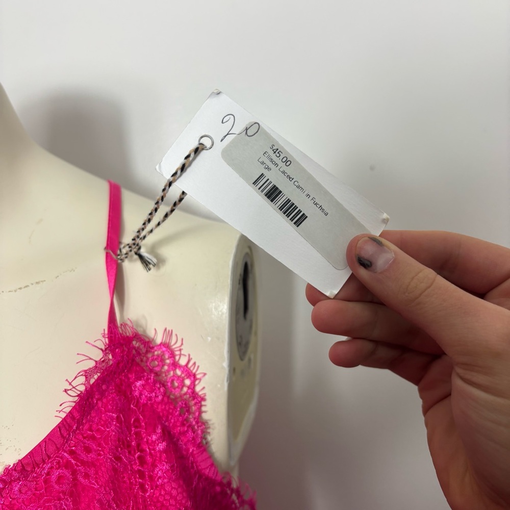 NWT Ellison hot pink Lace Trim Cami Top - Picture 5 of 6